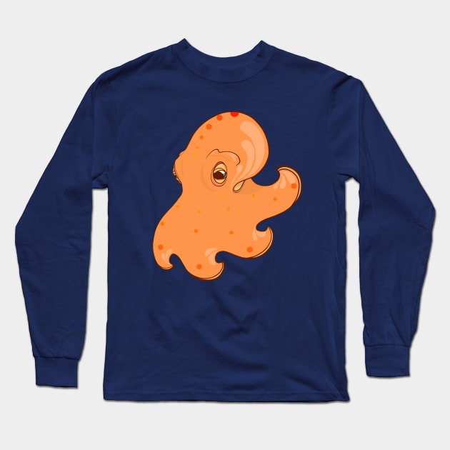 Orange Baby Octopus Long Sleeve T-Shirt by Inklings of Grace